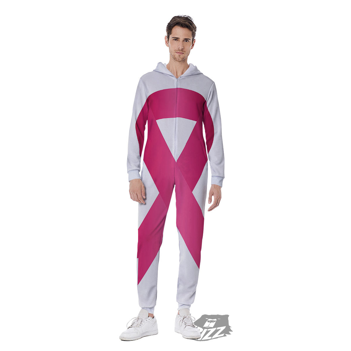 Breast Cancer White And Pink Print Men's Jumpsuit-grizzshop
