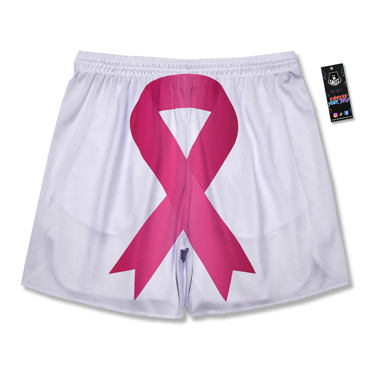 Breast Cancer White And Pink Print Men's Running Shorts-grizzshop