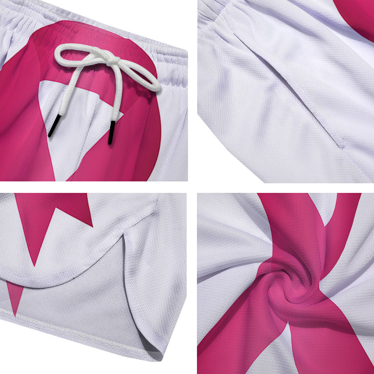 Breast Cancer White And Pink Print Men's Running Shorts-grizzshop
