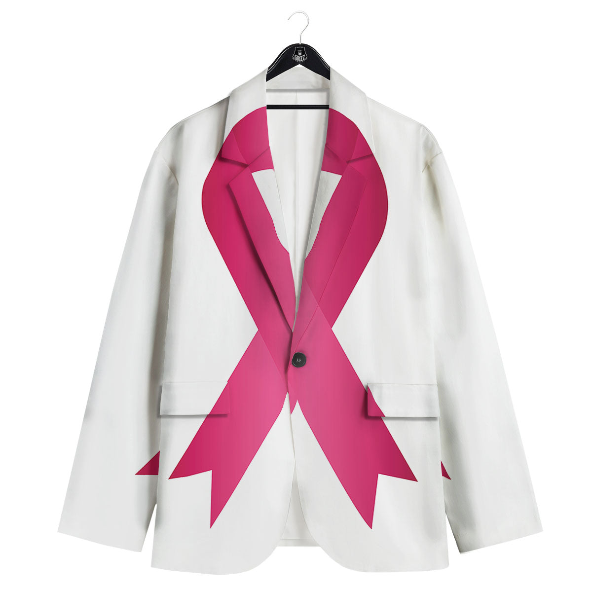 Breast Cancer White And Pink Print Men's Sport Coat-grizzshop
