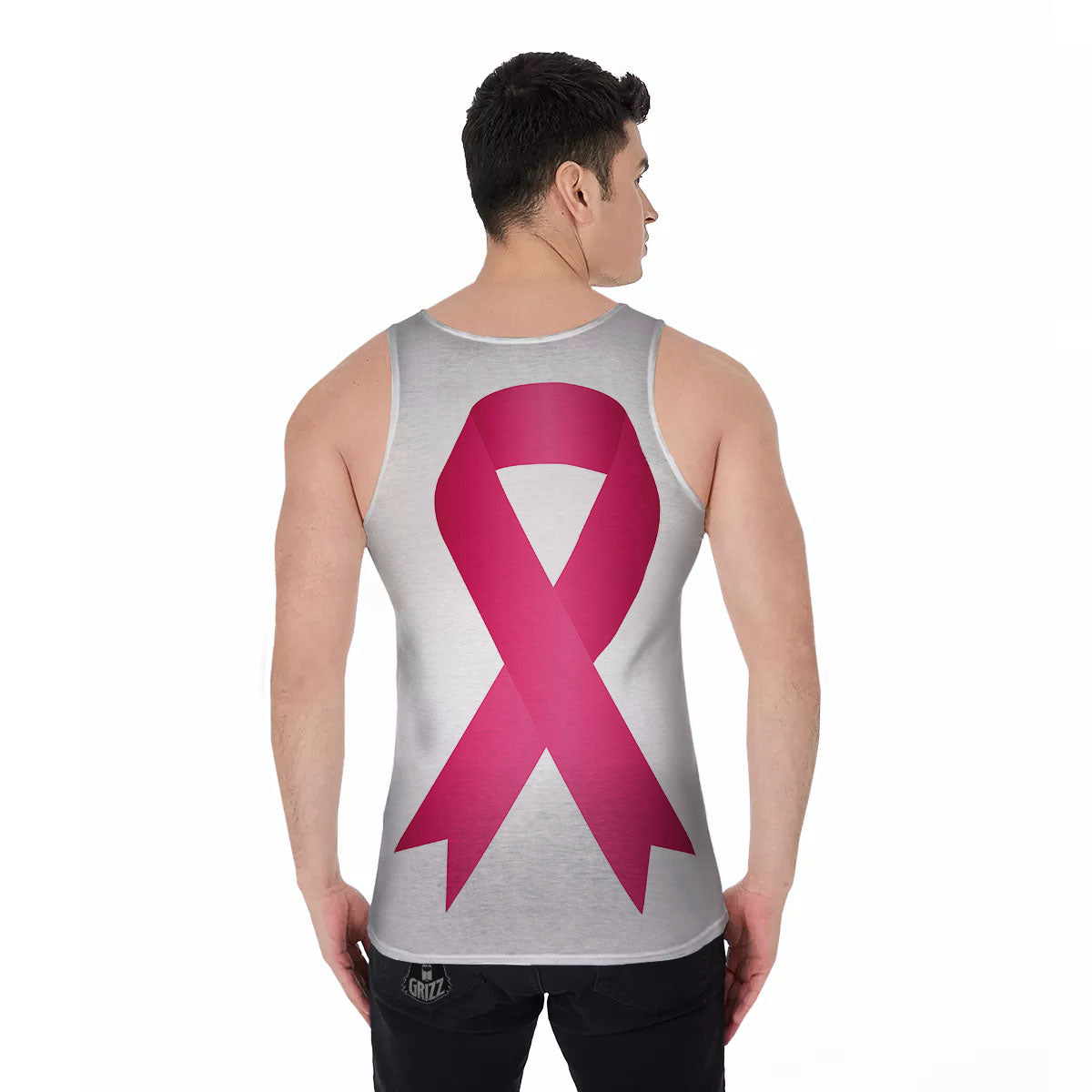 Breast Cancer White And Pink Print Men's Tank Top-grizzshop