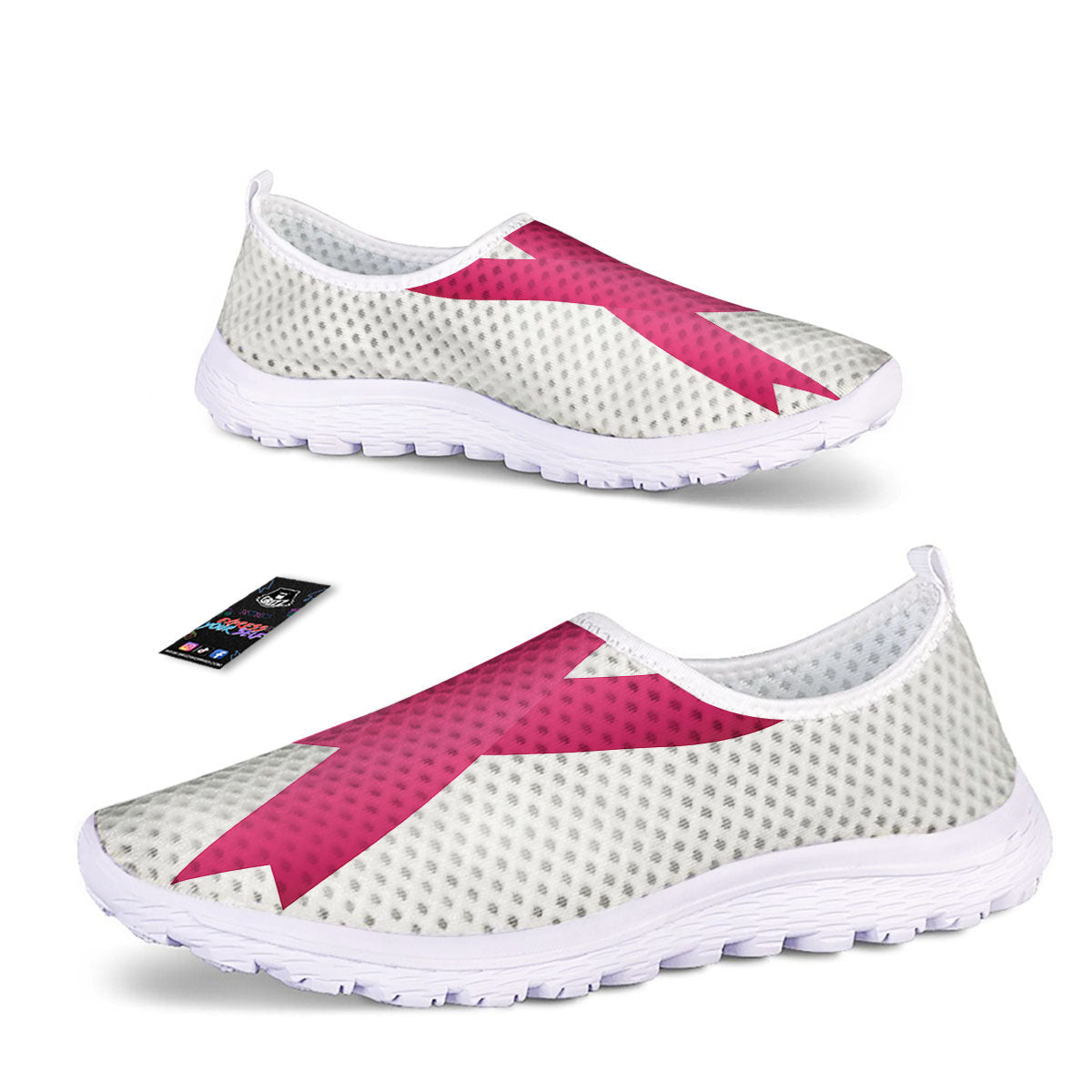 Breast Cancer White And Pink Print Nurse Shoes-grizzshop
