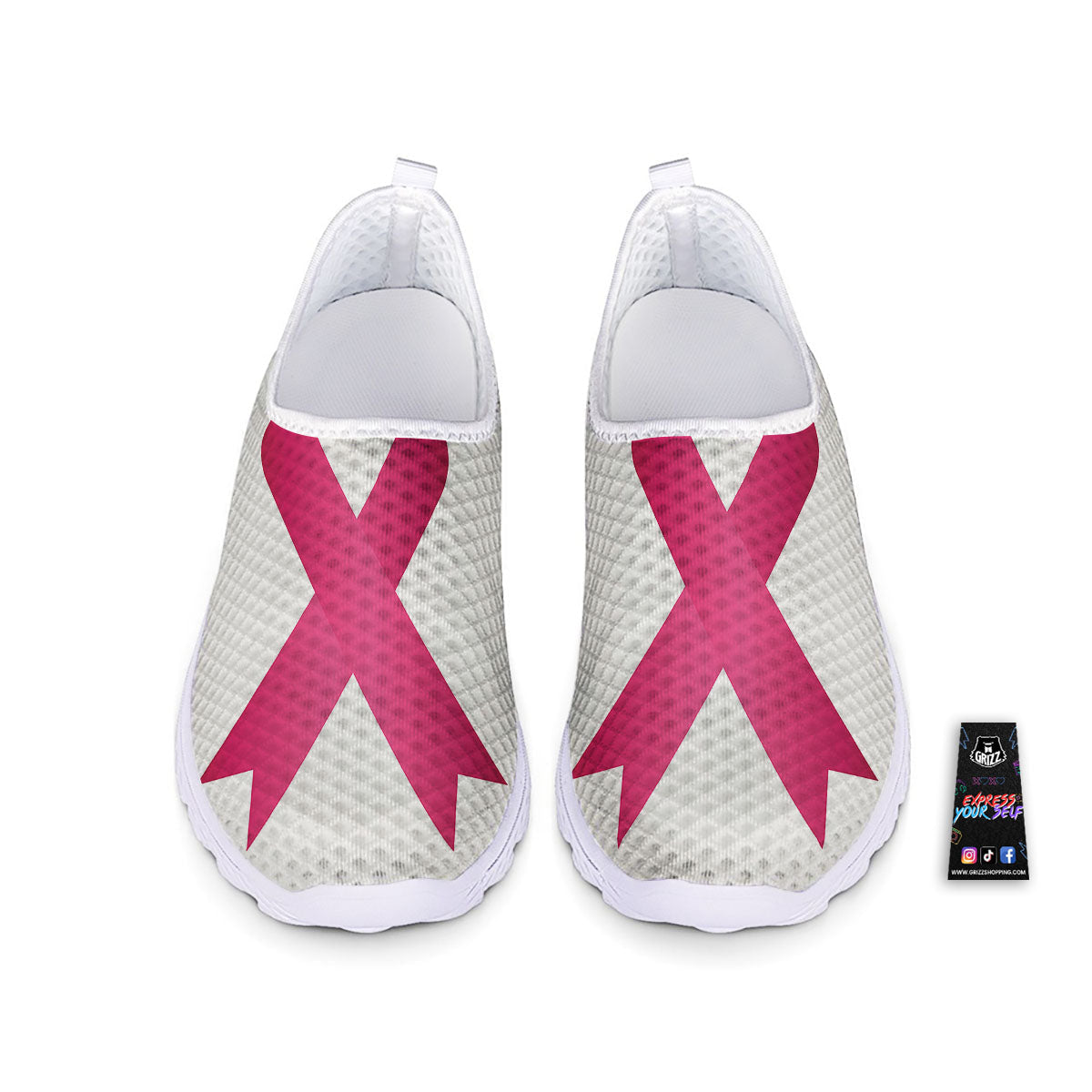 Breast Cancer White And Pink Print Nurse Shoes-grizzshop