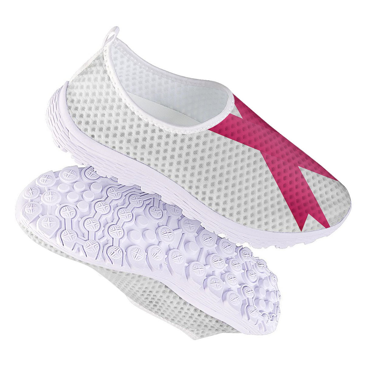 Breast Cancer White And Pink Print Nurse Shoes-grizzshop