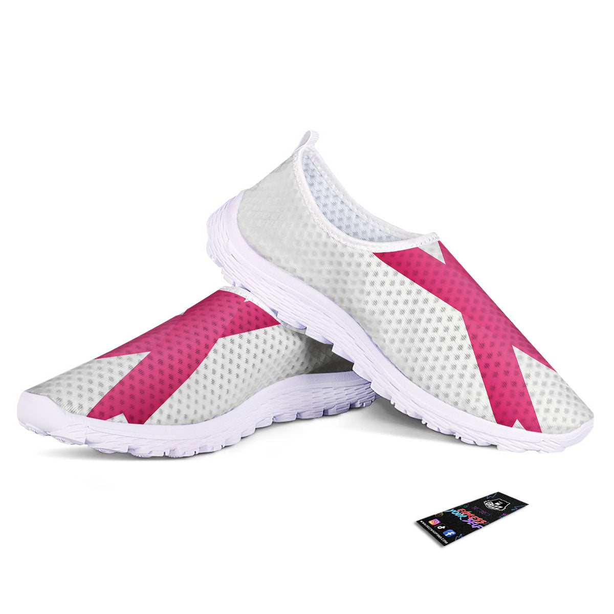 Breast Cancer White And Pink Print Nurse Shoes-grizzshop