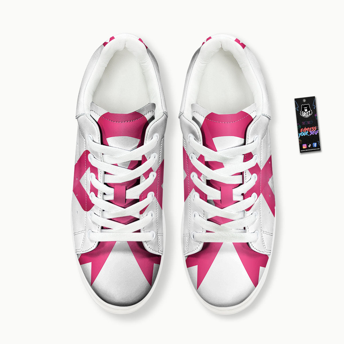 Breast Cancer White And Pink Print Platform Shoes-grizzshop