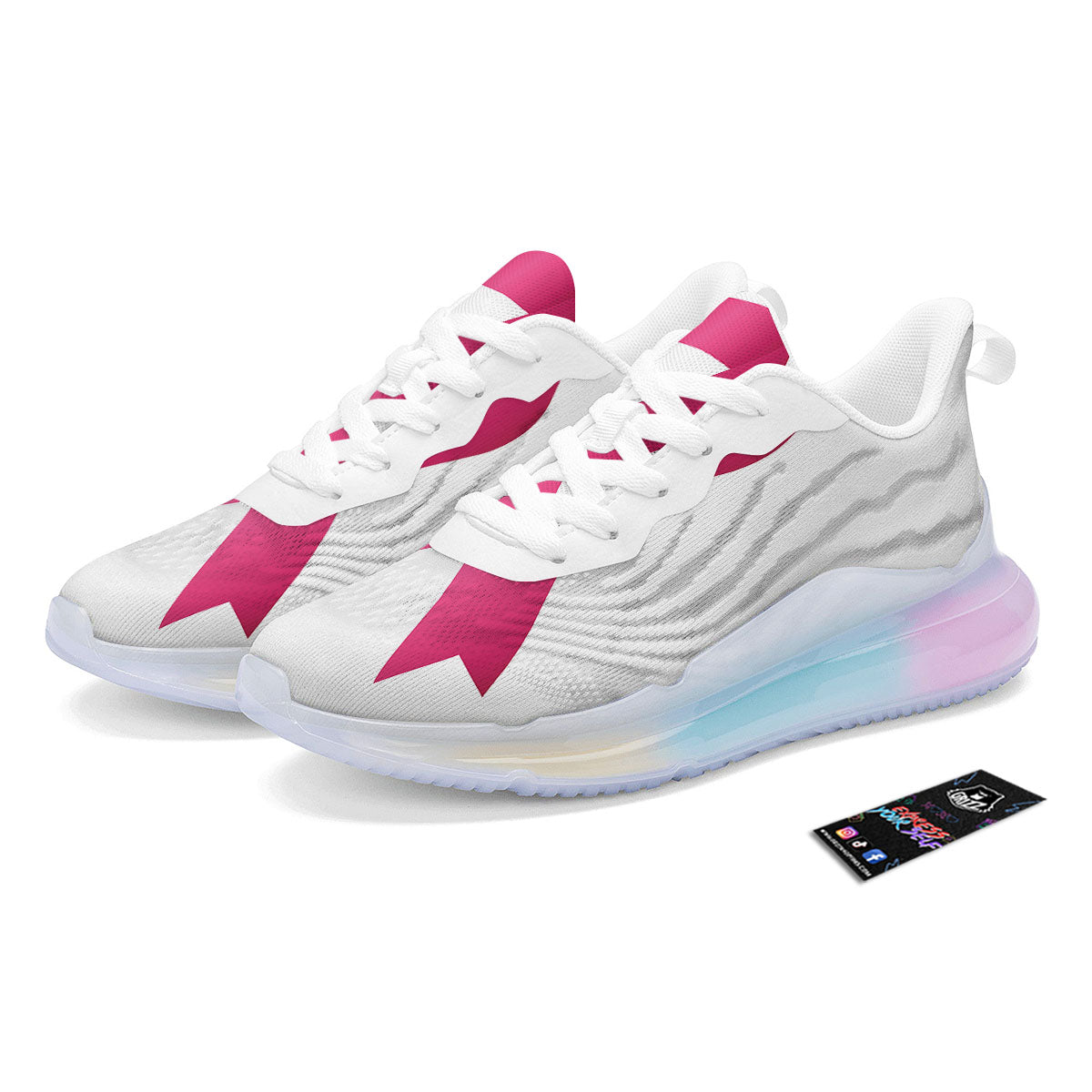 Breast Cancer White And Pink Print Running Sneakers-grizzshop