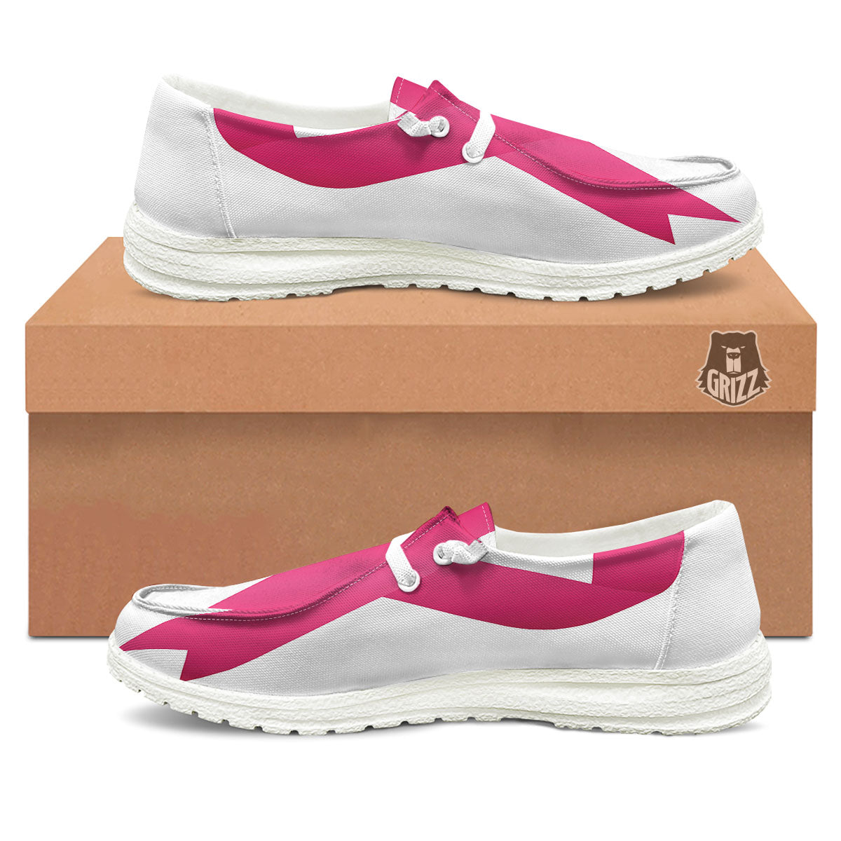Breast Cancer White And Pink Print White Loafers-grizzshop