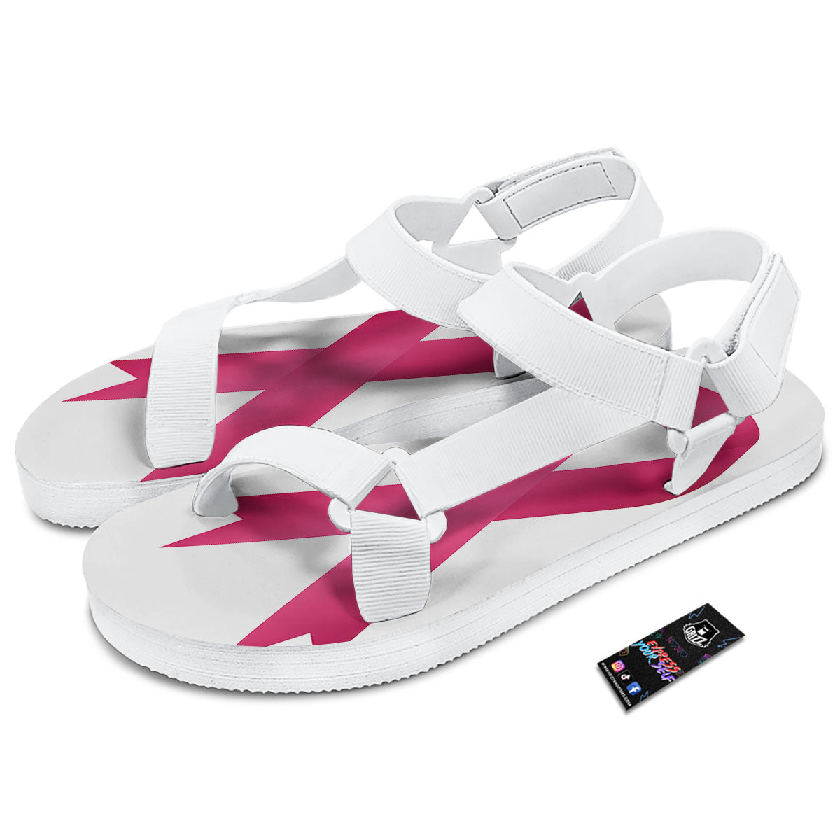 Breast Cancer White And Pink Print White Open Toe Sandals-grizzshop