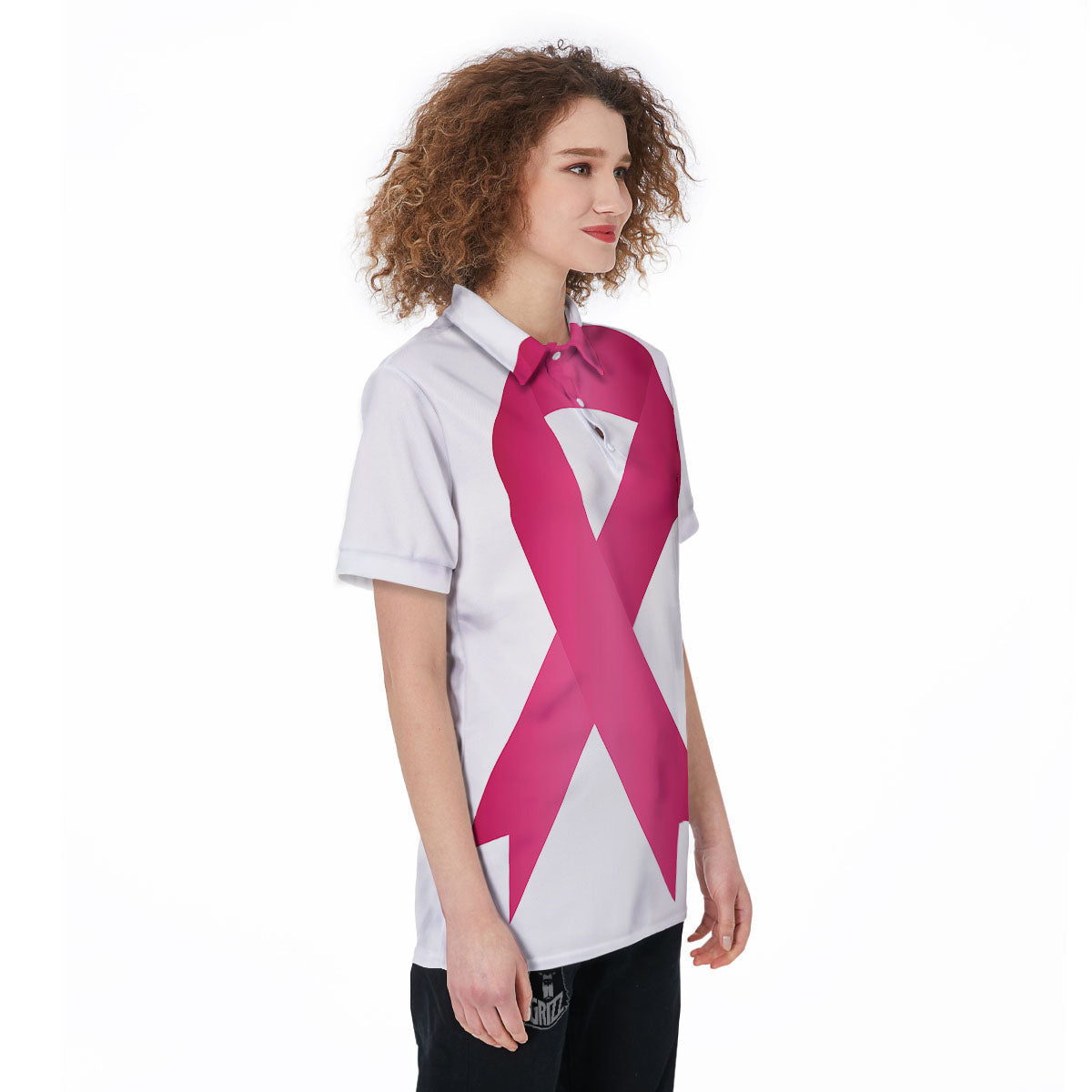 Breast Cancer White And Pink Print Women's Golf Shirts-grizzshop