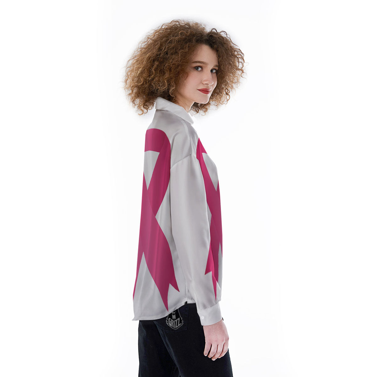 Breast Cancer White And Pink Print Women's Long Sleeve Shirts-grizzshop