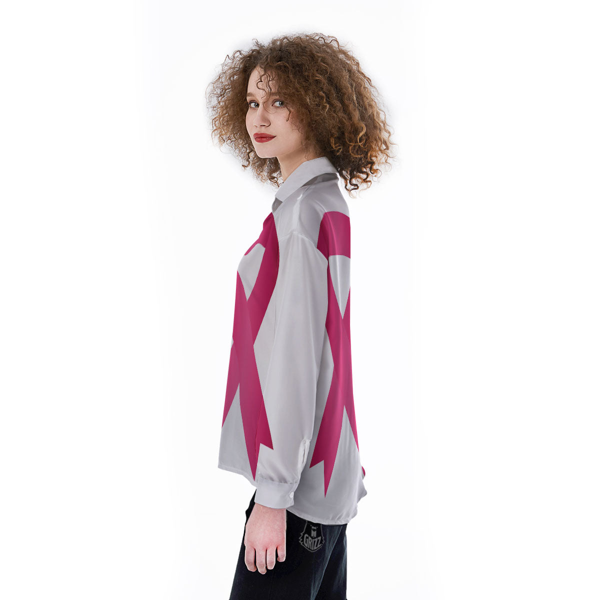 Breast Cancer White And Pink Print Women's Long Sleeve Shirts-grizzshop