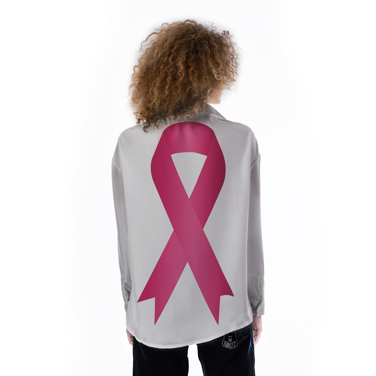Breast Cancer White And Pink Print Women's Long Sleeve Shirts-grizzshop
