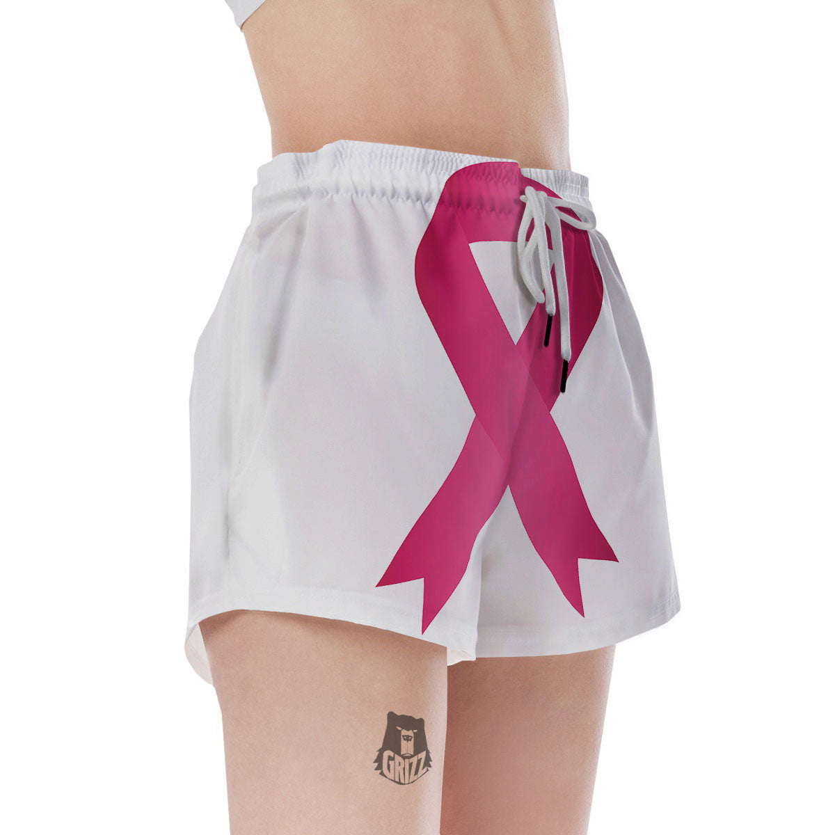 Breast Cancer White And Pink Print Women's Shorts-grizzshop