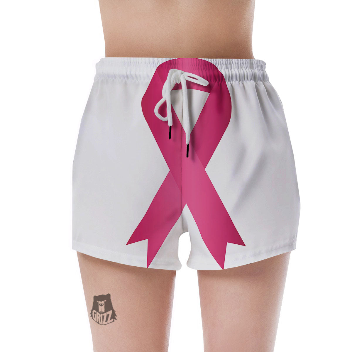 Breast Cancer White And Pink Print Women's Shorts-grizzshop