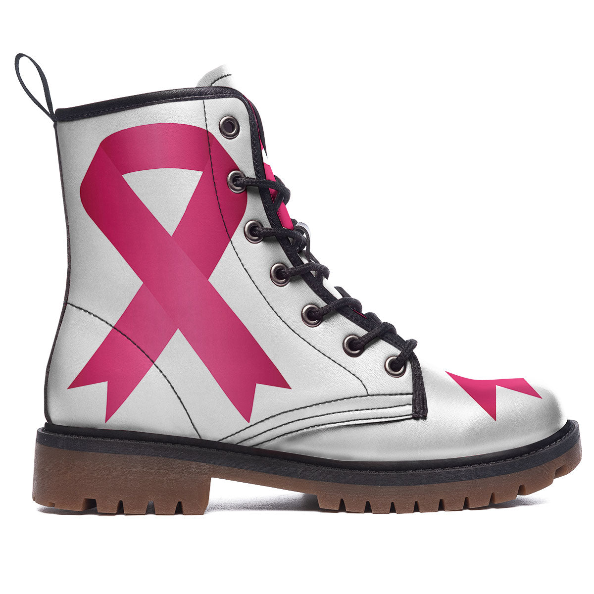 Breast Cancer White And Pink Print Work Boots-grizzshop