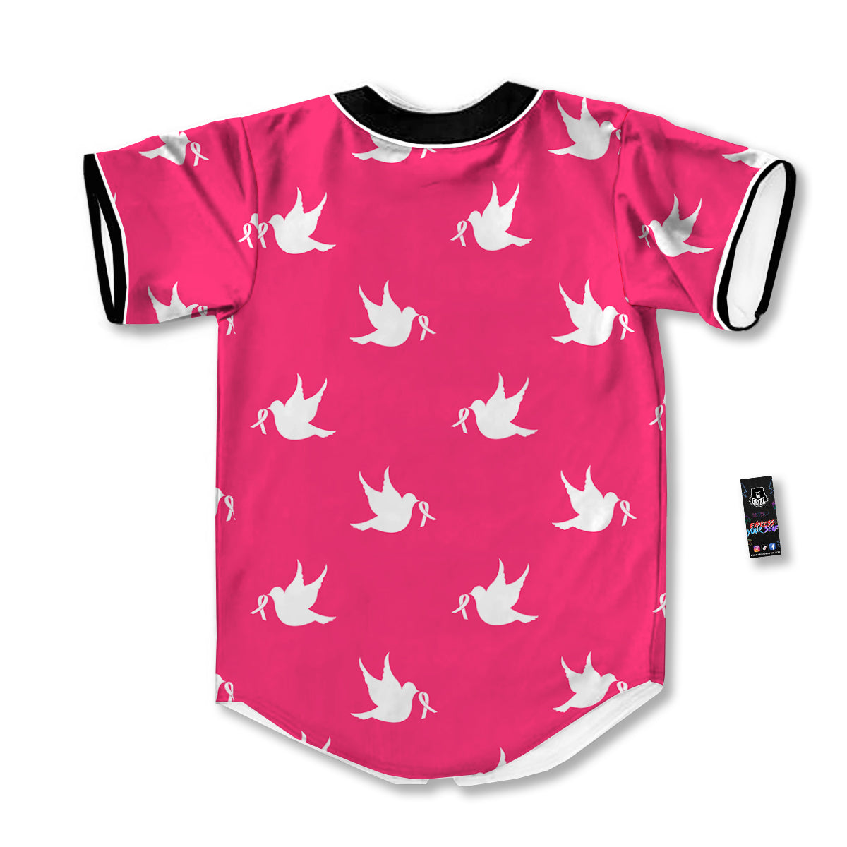 Breast Cancer White Dove Print Pattern Baseball Jersey-grizzshop