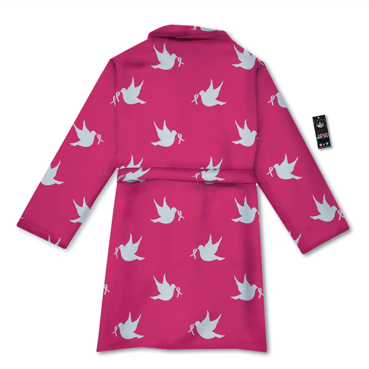 Breast Cancer White Dove Print Pattern Bathrobe-grizzshop