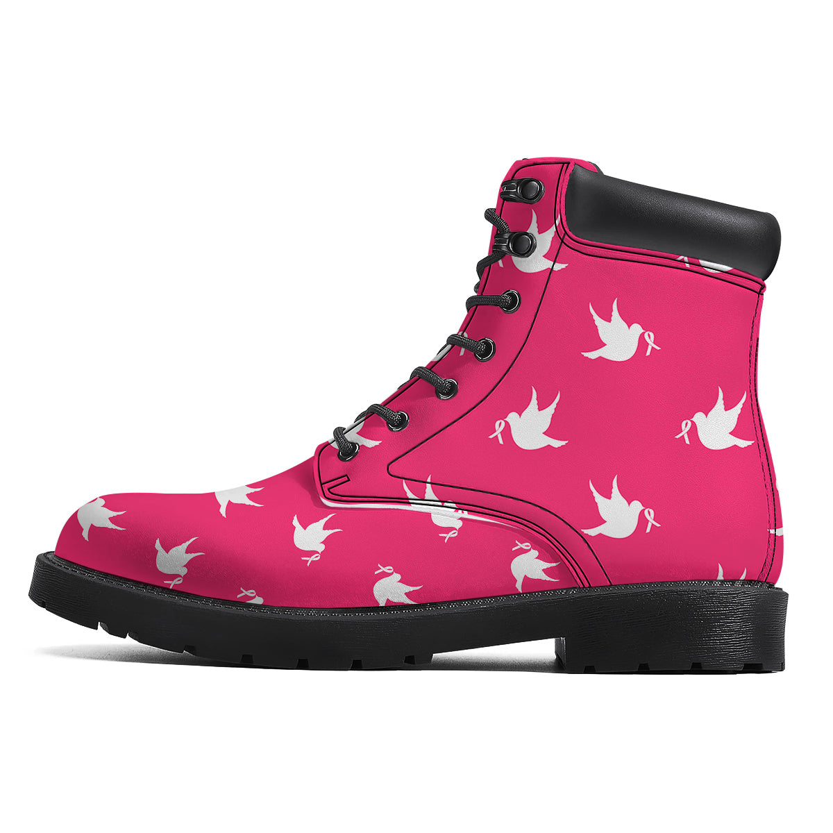 Breast Cancer White Dove Print Pattern Boots-grizzshop