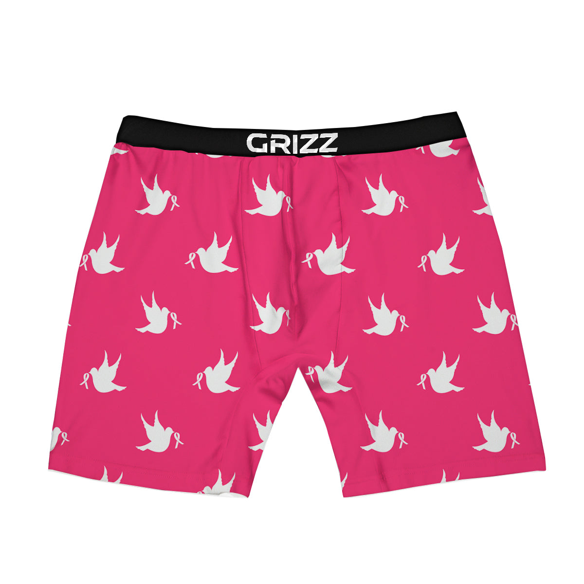 Breast Cancer White Dove Print Pattern Boxer Briefs-grizzshop