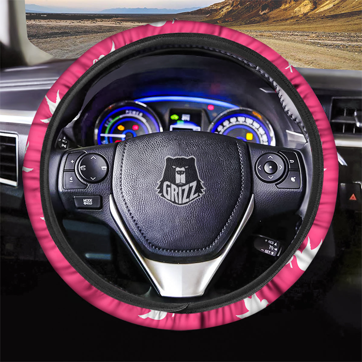 Breast Cancer White Dove Print Pattern Car Steering Wheel Cover-grizzshop
