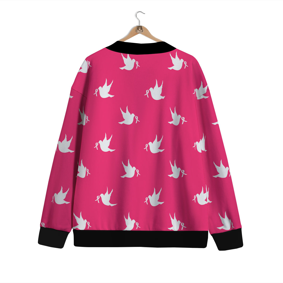 Breast Cancer White Dove Print Pattern Cardigan-grizzshop