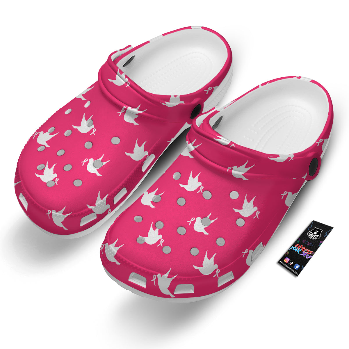 Breast Cancer White Dove Print Pattern Clog-grizzshop