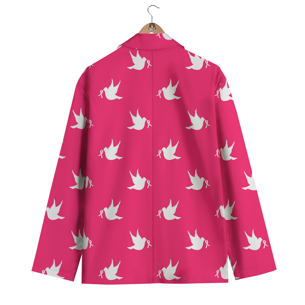 Breast Cancer White Dove Print Pattern Men's Blazer-grizzshop