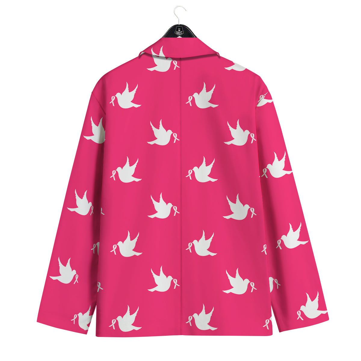 Breast Cancer White Dove Print Pattern Men's Sport Coat-grizzshop