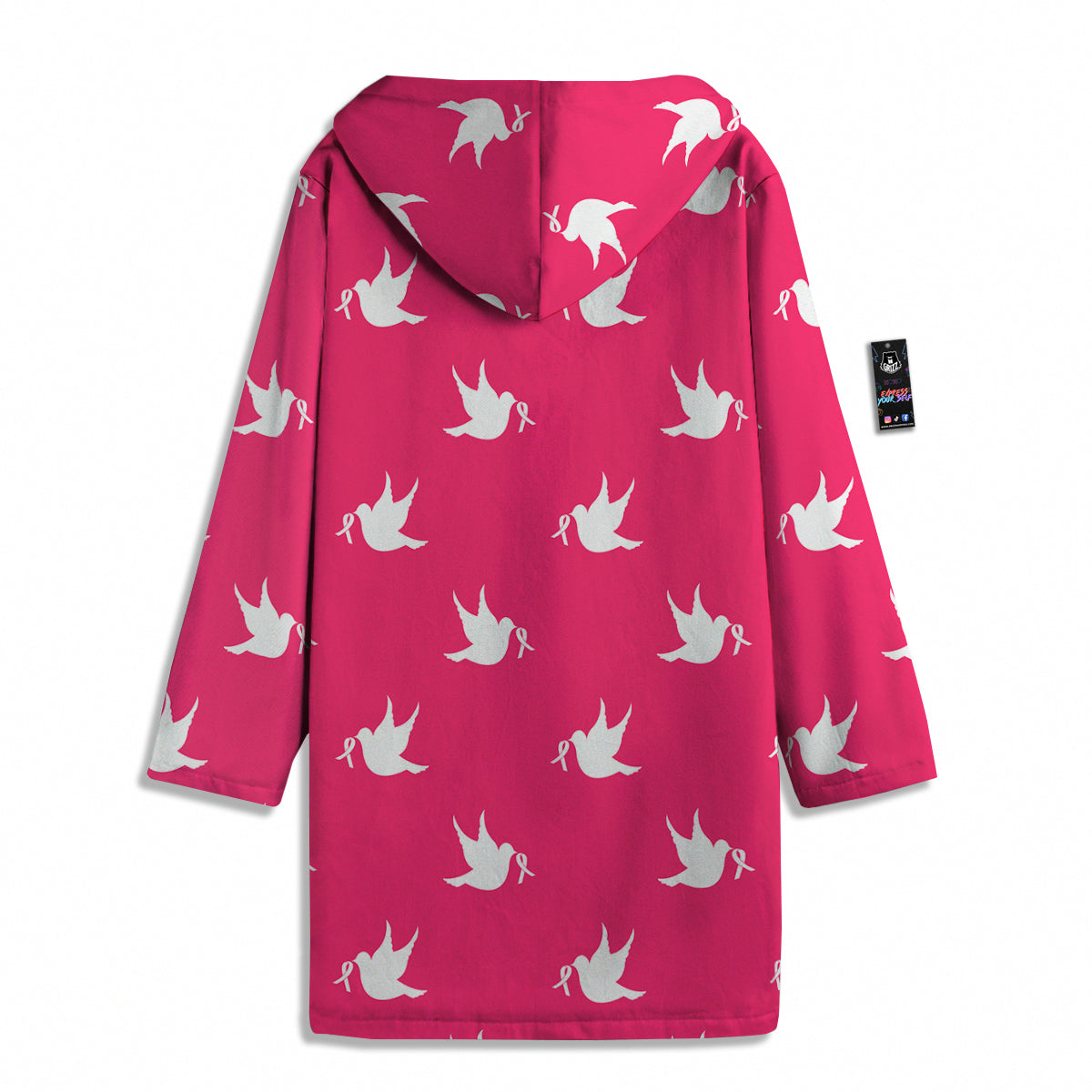 Breast Cancer White Dove Print Pattern Men's Windbreaker Jacket-grizzshop