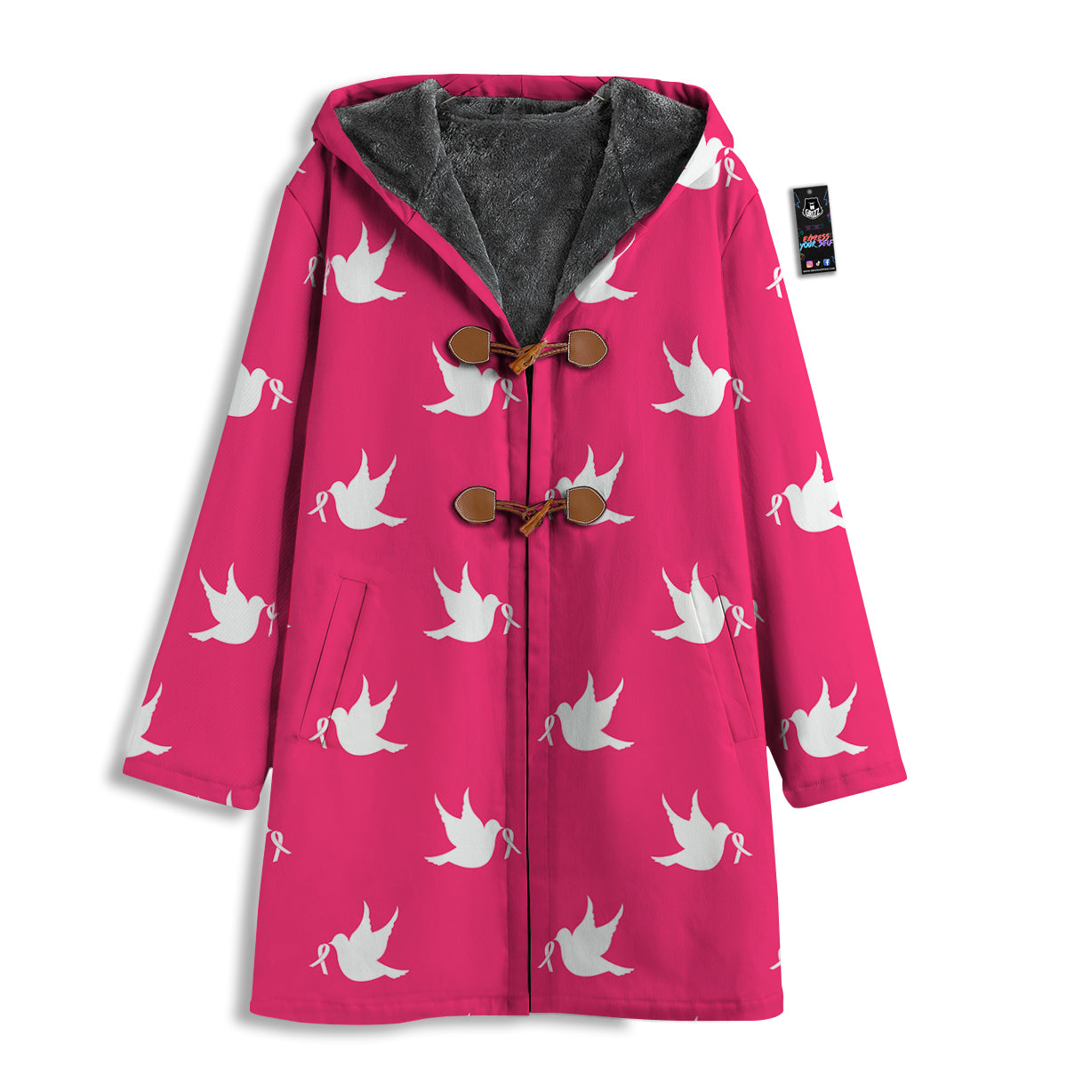 Breast Cancer White Dove Print Pattern Men's Windbreaker Jacket-grizzshop