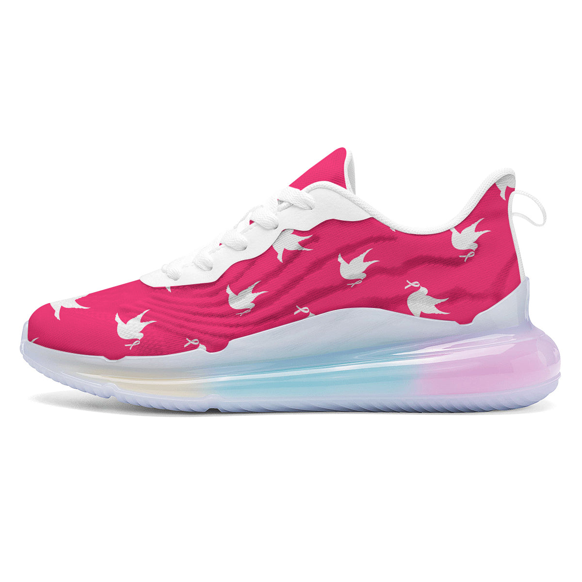 Breast Cancer White Dove Print Pattern Running Sneakers-grizzshop