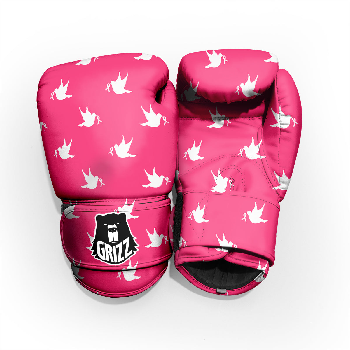 Breast Cancer White Dove Print Pattern Pro Boxing Glove