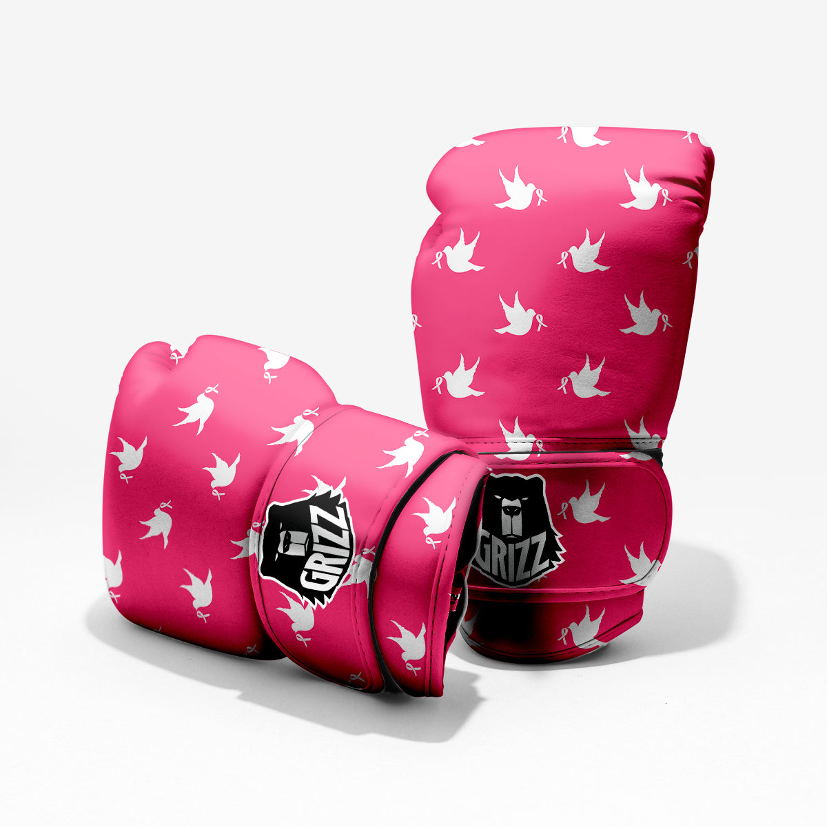 Breast Cancer White Dove Print Pattern Pro Boxing Glove