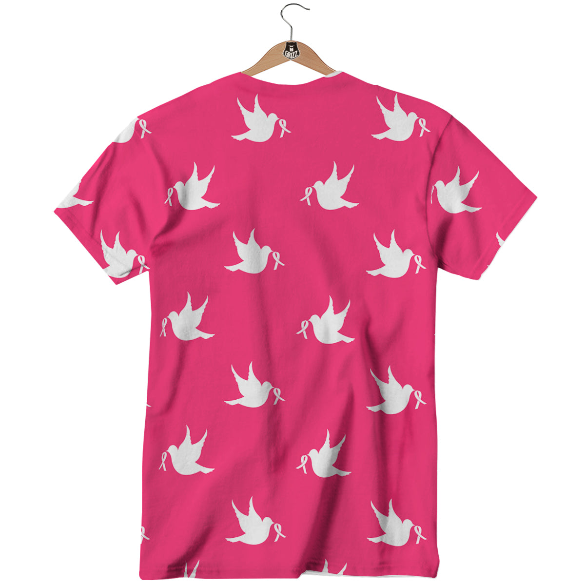 Breast Cancer White Dove Print Pattern T-Shirt-grizzshop