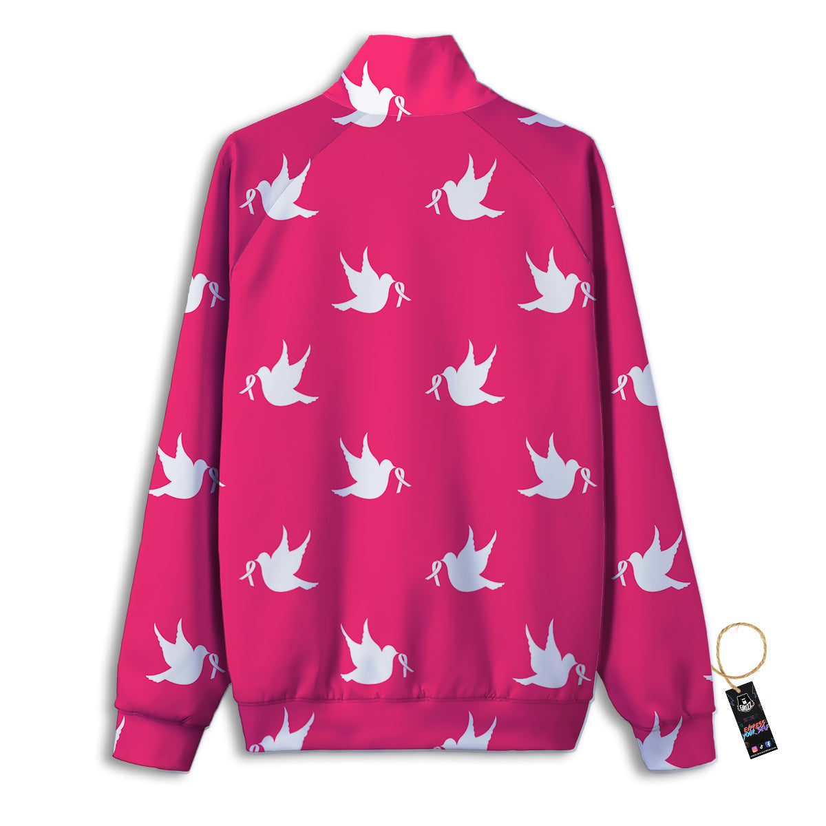 Breast Cancer White Dove Print Pattern Track Jacket-grizzshop