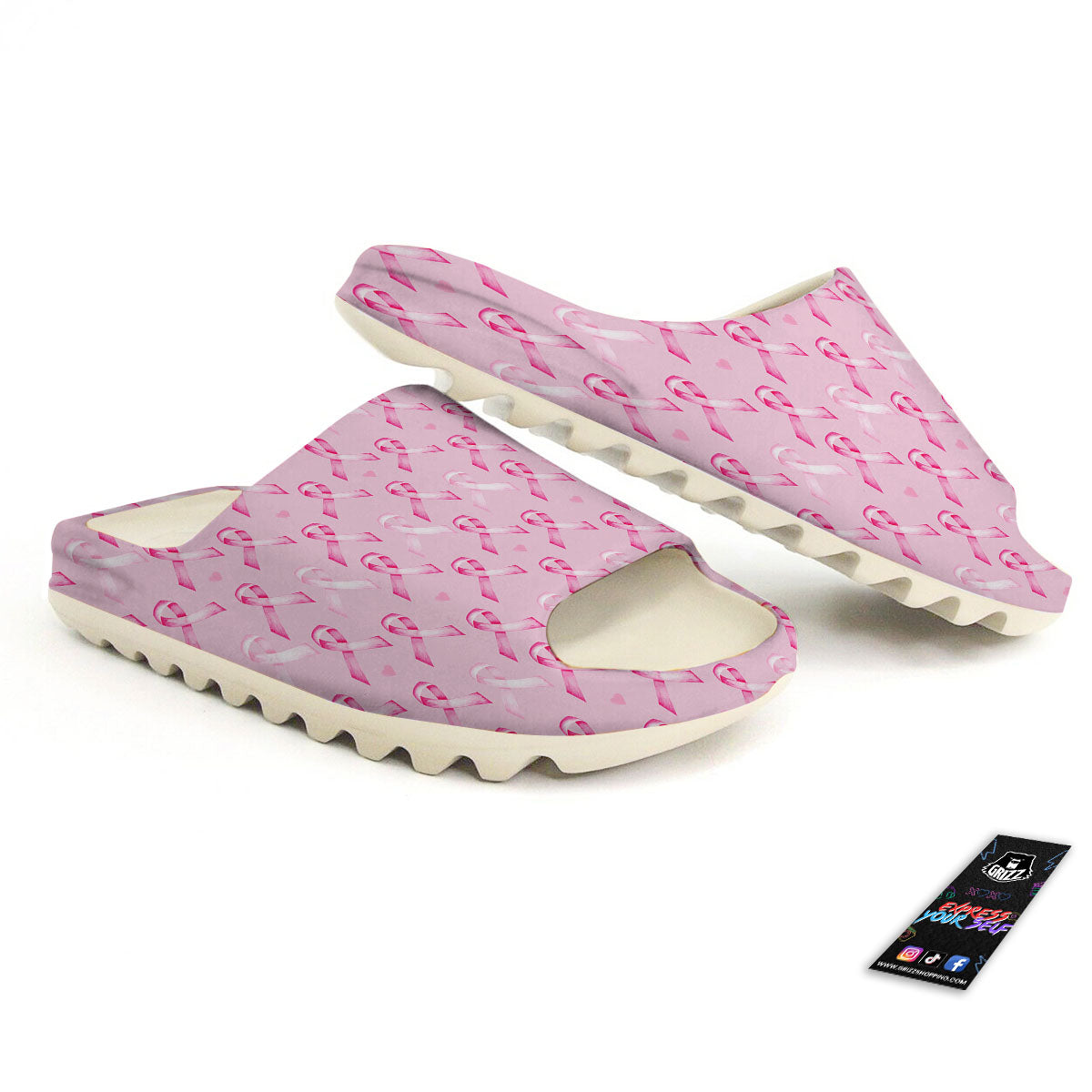 Breast Cancer Awareness Print Pattern Sandals-grizzshop