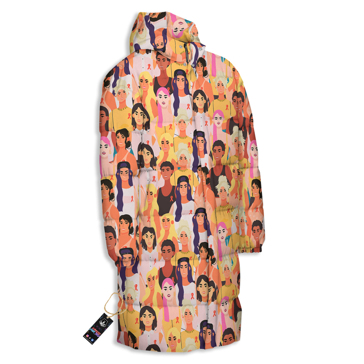 Breast Cancer Be Strong Print Pattern Long Down Jacket
