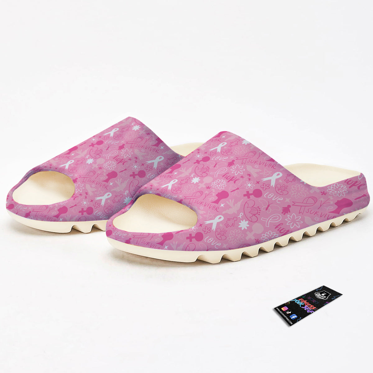 Breast Cancer Cute Pink Print Pattern Cute Sandals-grizzshop