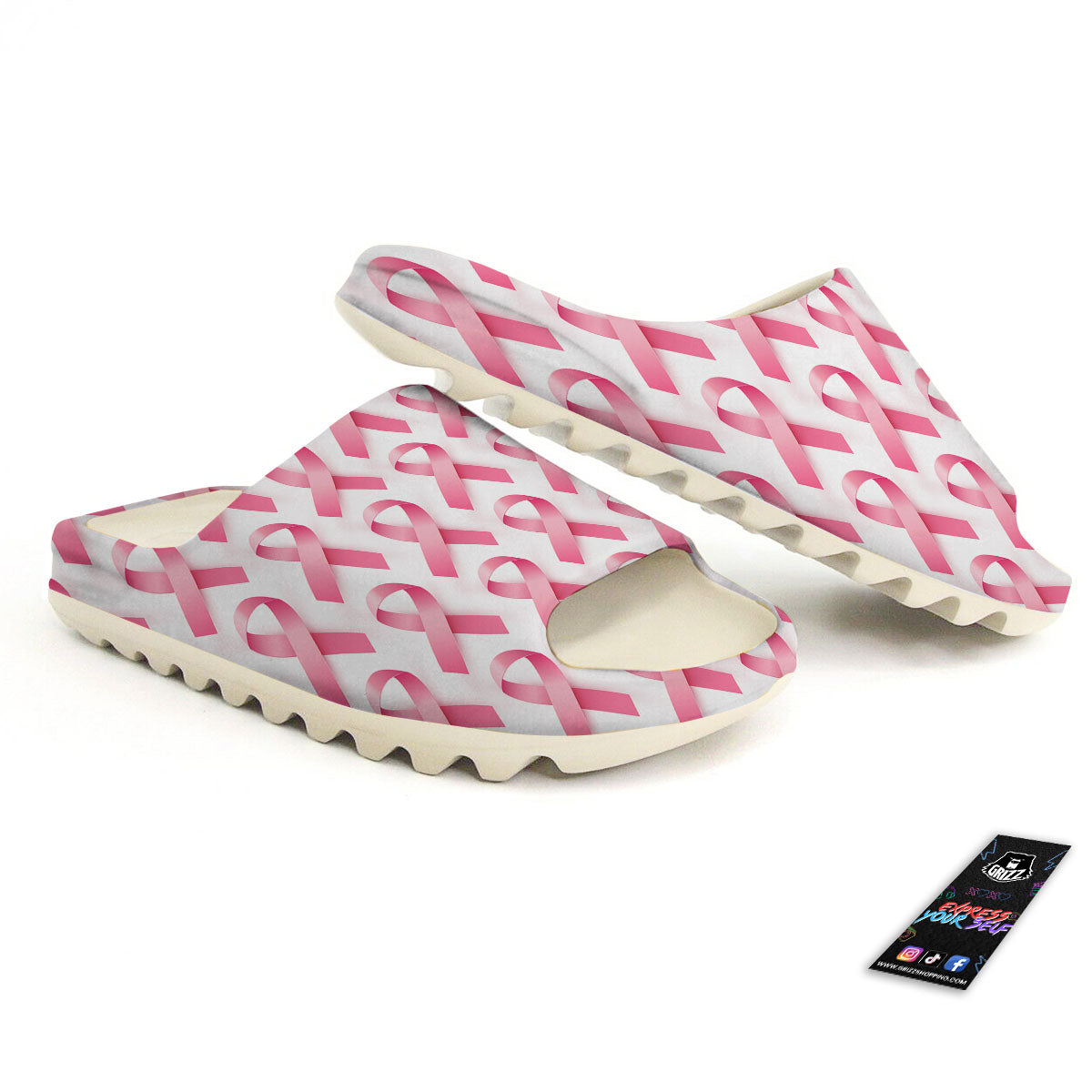 Breast Cancer Pink Ribbon Print Pattern Sandals-grizzshop
