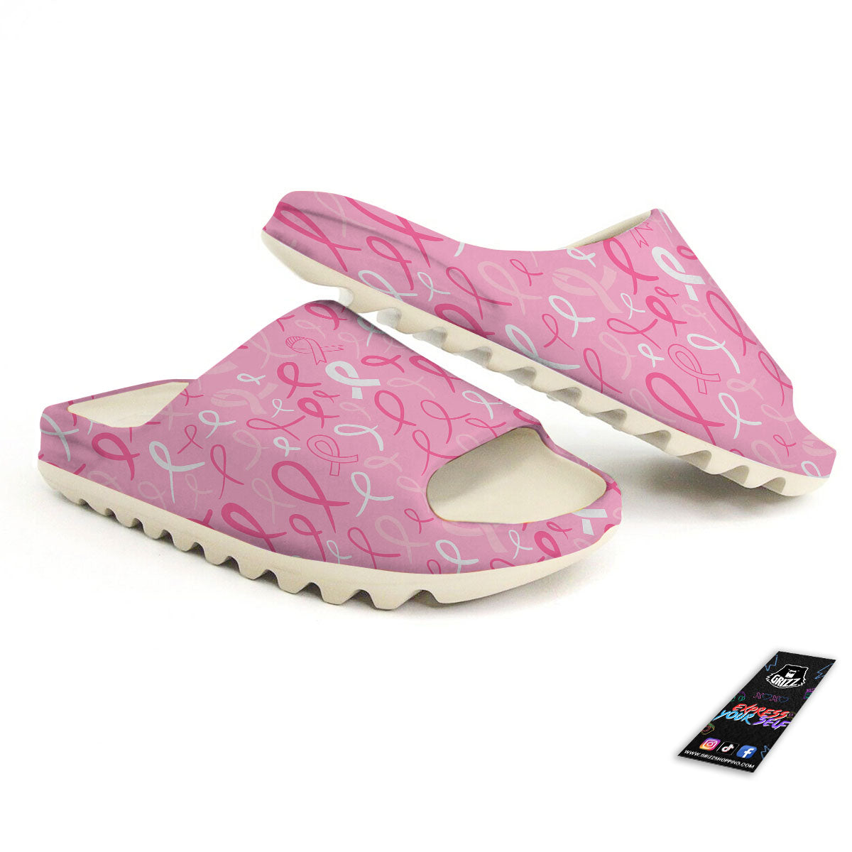 Breast Cancer Ribbon Pink Print Pattern Sandals-grizzshop