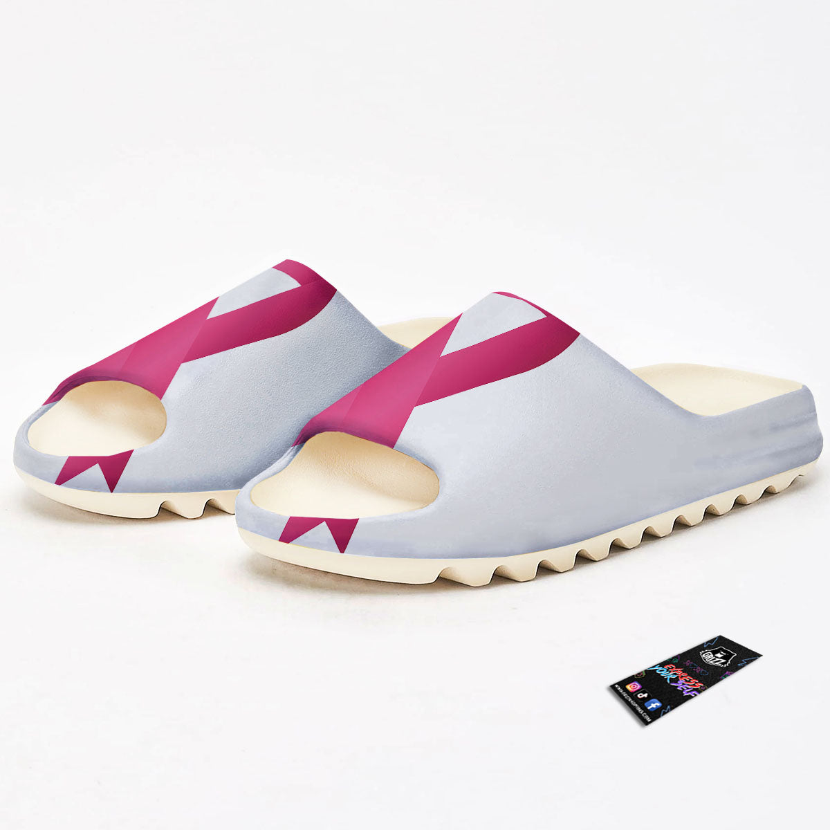Breast Cancer White And Pink Print Sandals-grizzshop