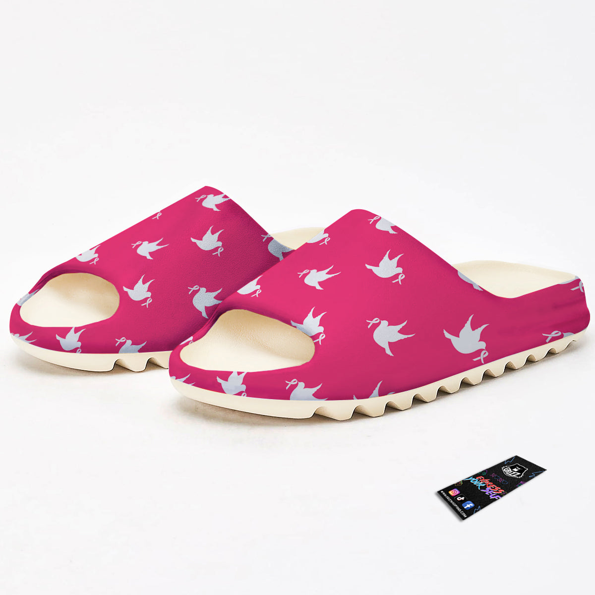 Breast Cancer White Dove Print Pattern Sandals-grizzshop