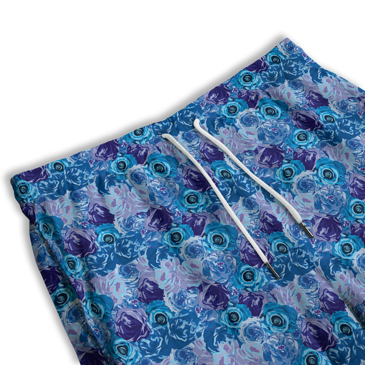Bright Blue Rose Print Men's Athletic Shorts