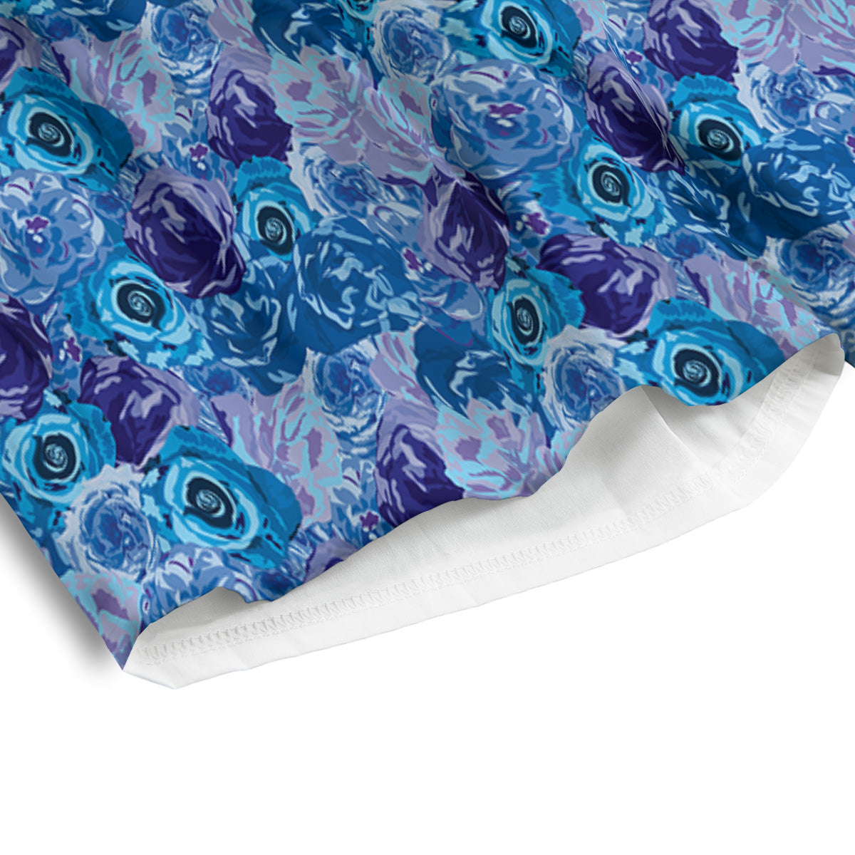 Bright Blue Rose Print Men's Athletic Shorts