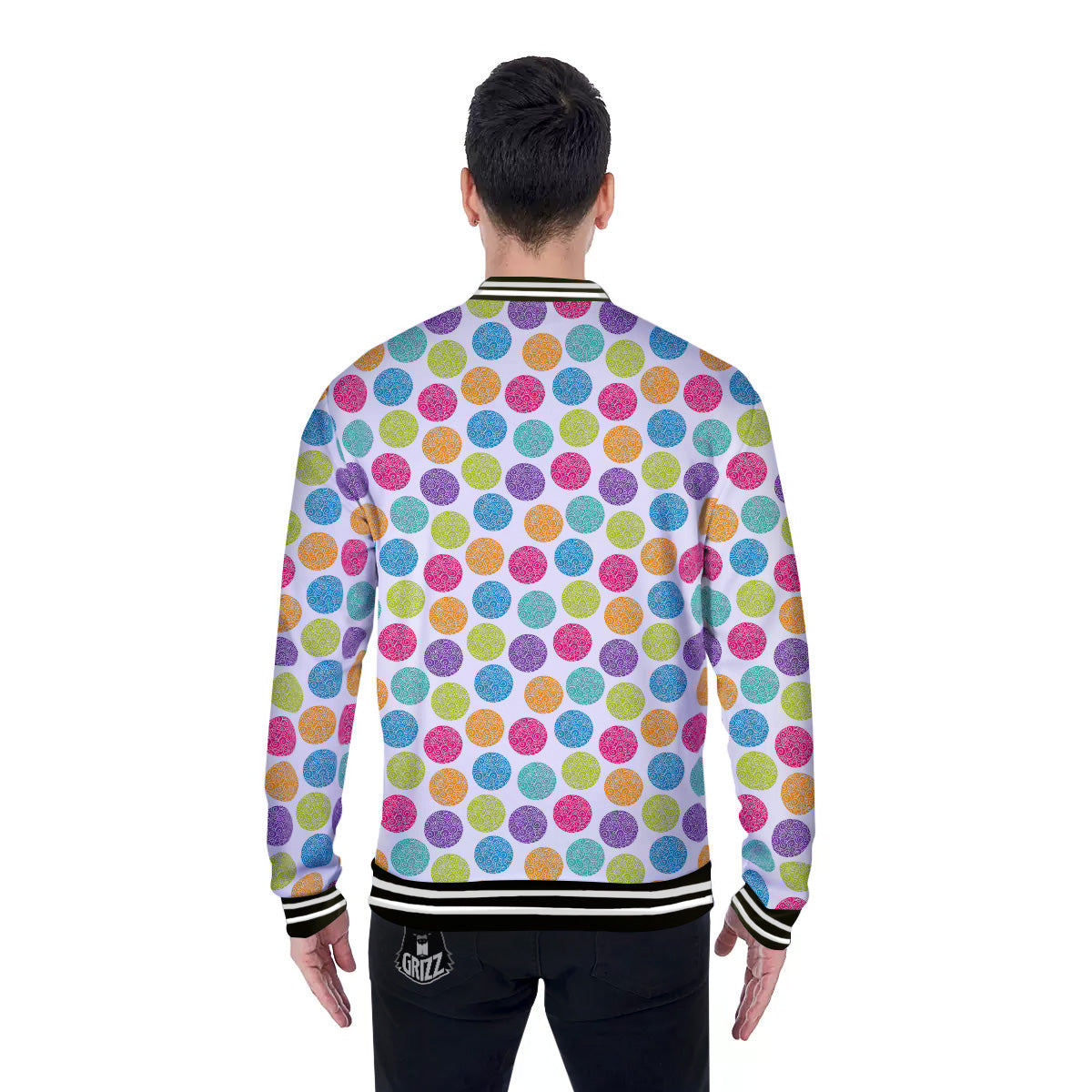Bright Polka Dot Colorful Print Pattern Baseball Jacket-grizzshop