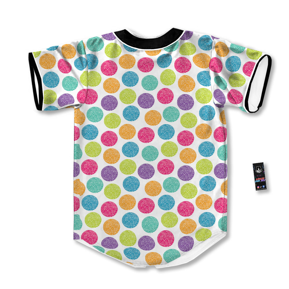 Bright Polka Dot Colorful Print Pattern Baseball Jersey-grizzshop