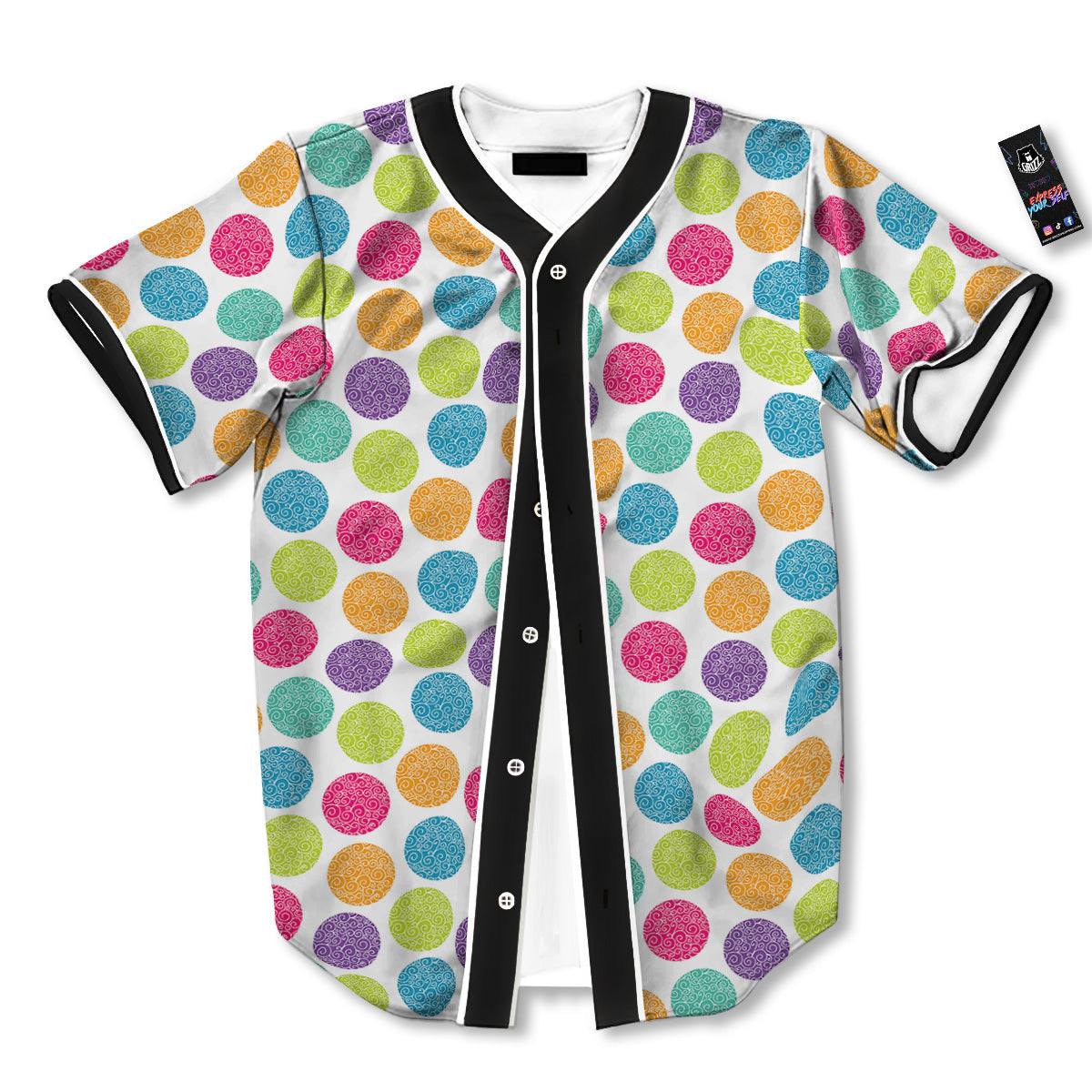 Bright Polka Dot Colorful Print Pattern Baseball Jersey-grizzshop