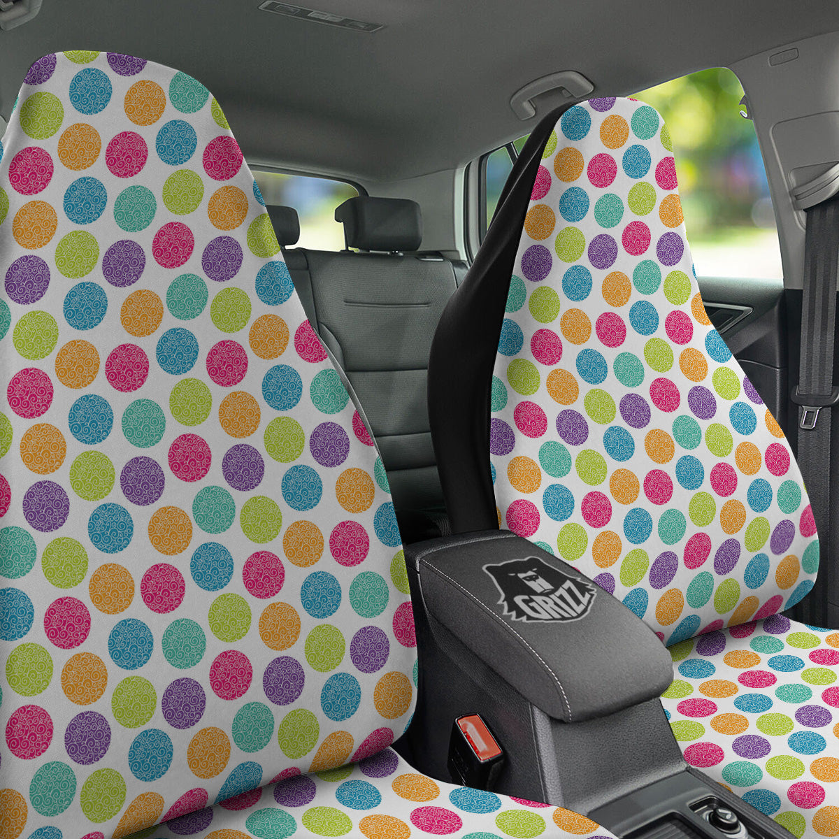 Bright Polka Dot Colorful Print Pattern Car Seat Covers-grizzshop