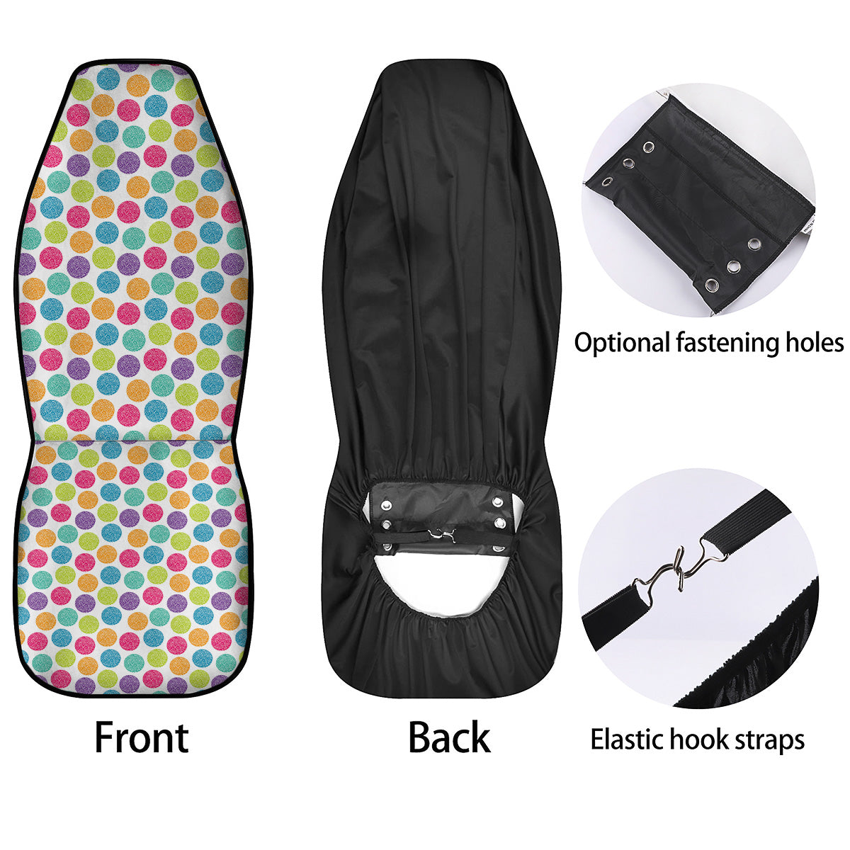 Bright Polka Dot Colorful Print Pattern Car Seat Covers-grizzshop